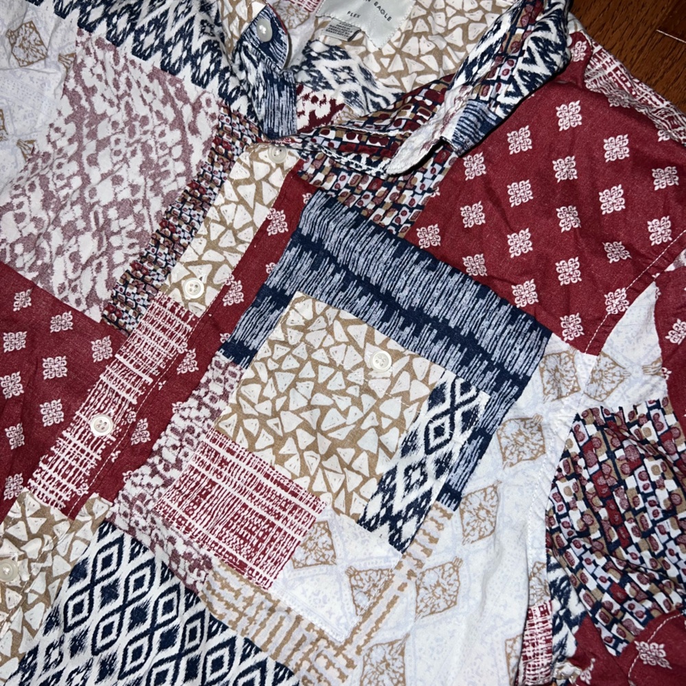American Eagle Men’s Button Down Patchwork Shirt - image 2